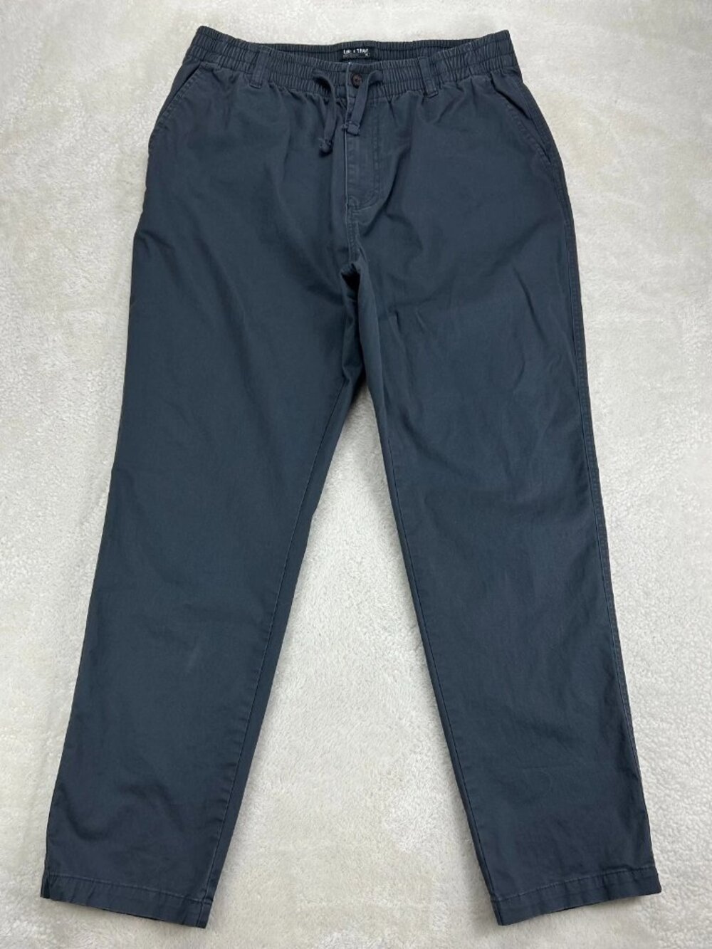 Line Of Trade Casual Pants Mens XL Navy Blue Slash Pocket Drawstring Tapered Leg